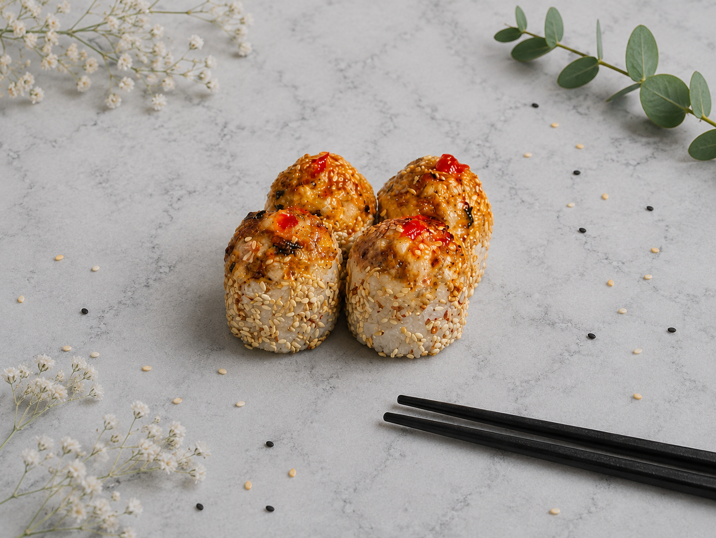 Острый запечённый ролл с курицей половинка
